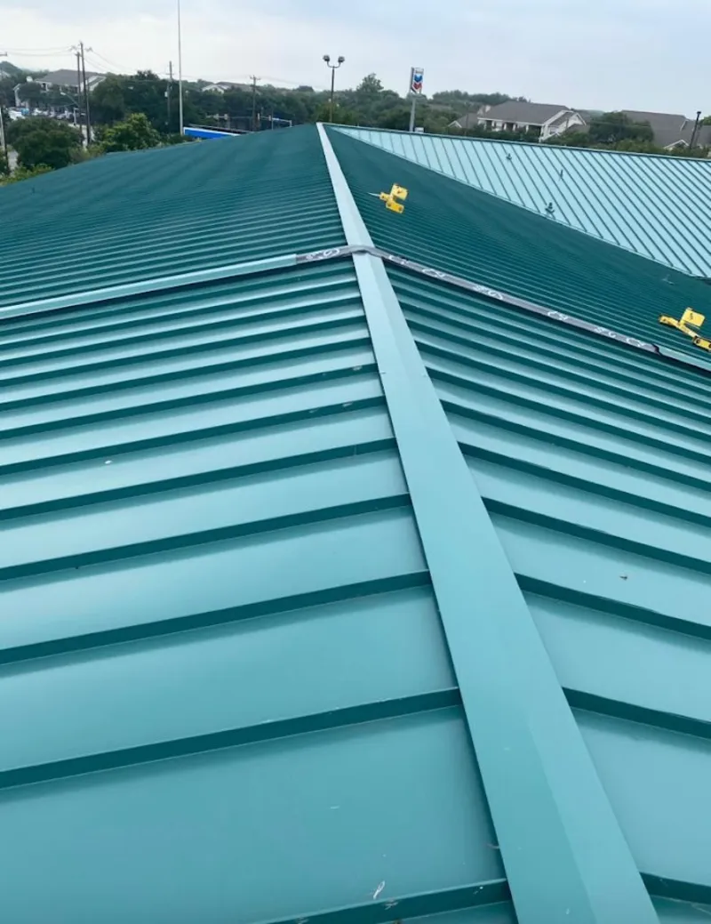 Green commercial metal roof ridge and valley for Metal Roof Repair in South El Monte